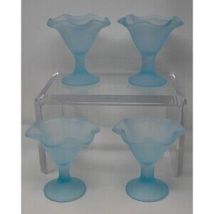 Bormioli Rocco Primavera Satin Frosted Footed Dessert Sundae Cups Made In Italy